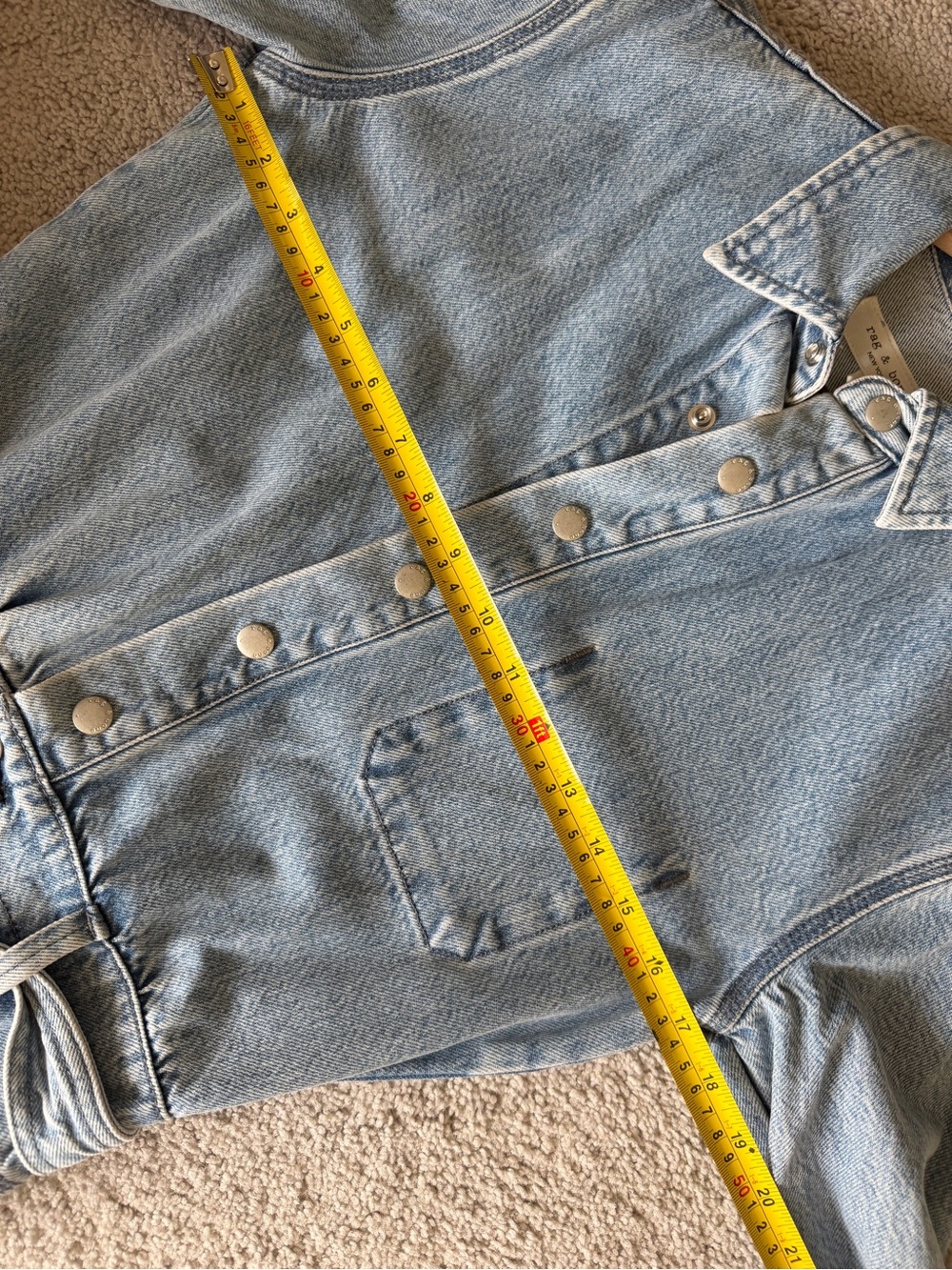 Rag & Bone Mia Denim Shirt Dress XS Clean Lou Belted Snap Front Midi 100% Cotton - Picture 11 of 12